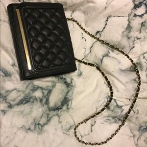 BLACK AND GOLD OVER THE SHOULDER BAG / PURSE